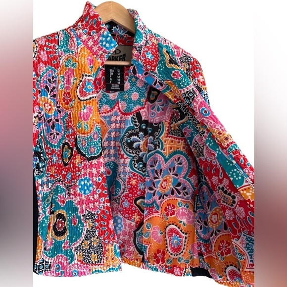 MARKER Colorful Floral Stretchy Full Zip Outdoor Winter Ski Snow Jacket Size 12 - Picture 13 of 14